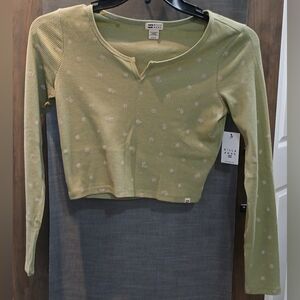 Billabong Light Green Floral Long Sleeve Tee*size M